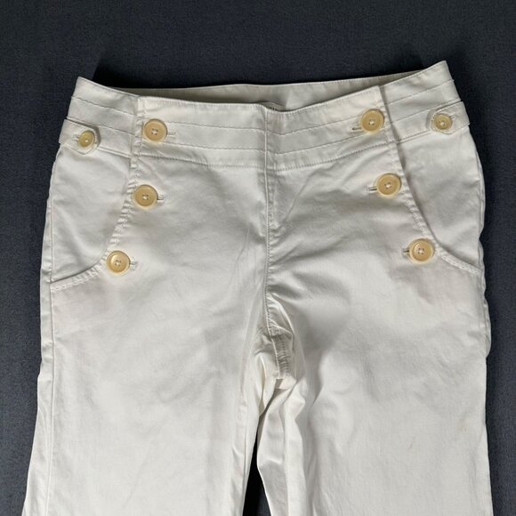 Banana Republic Womens 6 Martin Fit White Wide Leg Pants Buttons *Stains - Picture 3 of 16